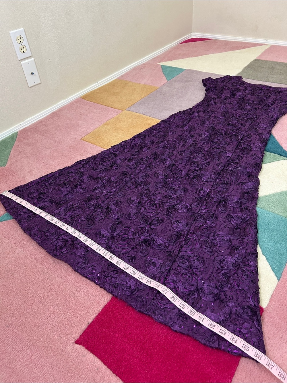 Alex Evenings Rosette Evelyn Lace Purple Dress - Picture 12 of 17